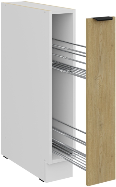 Küchen Unterschrank Schrankauszug 15 cm CREMONA Eiche hell + Weiß matt Küche Küchenzeile Küchenblock Einbauküche