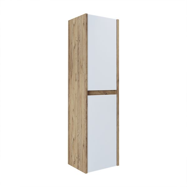 Roomart ATLANTIC-100 Badmöbel - nur Hochschrank - H 115 x B 30 x T 35 cm • Weiß-Eiche