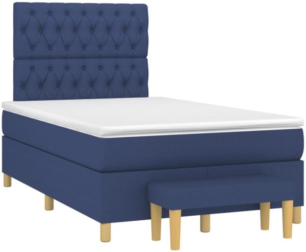 vidaXL Boxspringbett mit Matratze Blau 120x190 cm Stoff 3270431