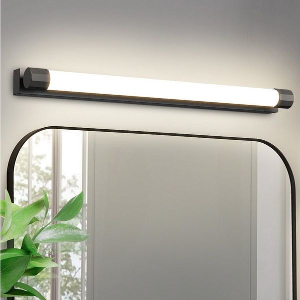 ZMH LED Spiegelleuchte 50CM Spiegellampe Badezimmer Schwarz, LED fest integriert