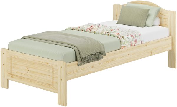 Massivholzbett Einzelbett Holzbett 90x200 Kiefer unbehandelt mit Zubehör V-60.37N-09ohne Zubehör