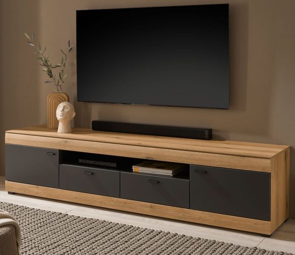 TV-Lowboard Assina in Eiche und grau 200 cm