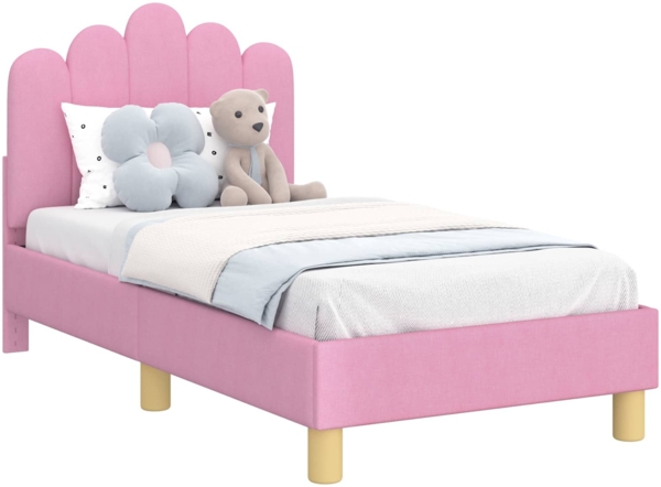 vidaXL Kinderbettgestell mit Kopfteil Rosa 70x140 cm Stoff 42011042