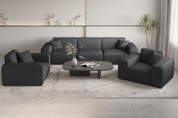 Sofaset Designersofa CELES PREMIUM 3-1-1 in Stoff Scala Anthrazit