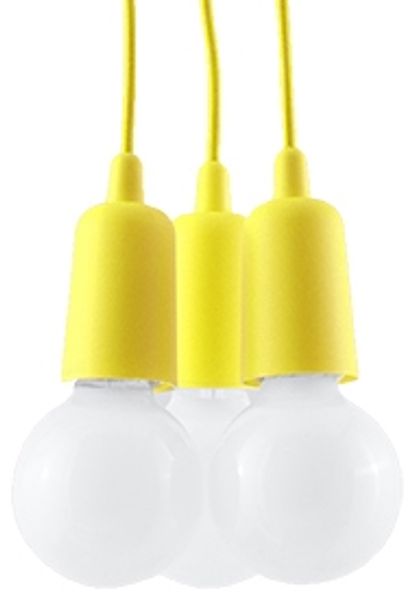 Pendelleuchte, Gelb, PVC, 3-flammig, H 90 cm