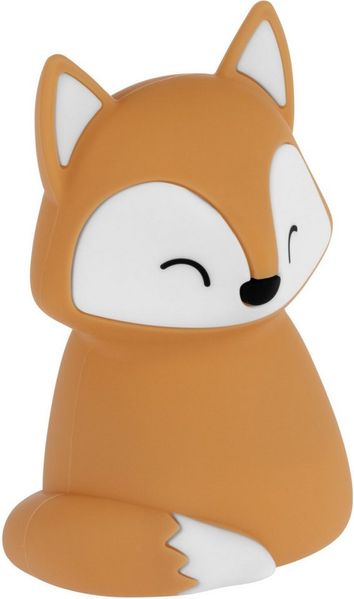 EGLO LED Nachtlicht Castellino, Akku Tischlampe Fuchs, Kinderzimmer Deko Mädchen Jungen, Silikon Nachttischlampe Kinder Baby Bett, touch bedienbar, orange, warmweiß, RGB
