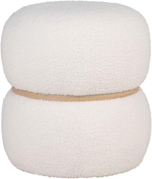 Pouf >Milford< in Weiss, Stoff - 38x41x38cm (BxHxT)