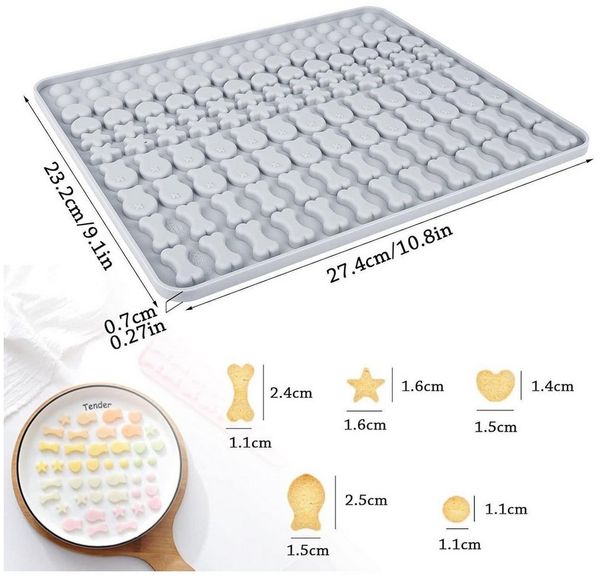 LuxusKollektion Silikonform Backmatte Hundekekse Silikon 5 Formen BPAfrei Stern Herz Blau