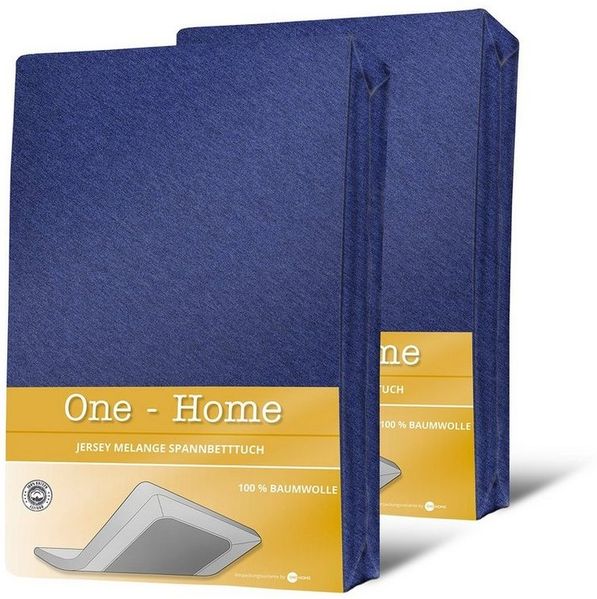 One Home Spannbettlaken Melange Jersey, Jersey, Gummizug: rundum, (2 Stück), meliert, Double Pack