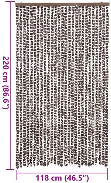 vidaXL Fliegenvorhang Braun und Weiß 118x220 cm Chenille 4004889 Bild 7