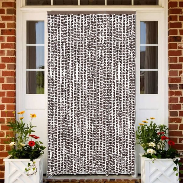 vidaXL Fliegenvorhang Braun und Weiß 118x220 cm Chenille 4004889