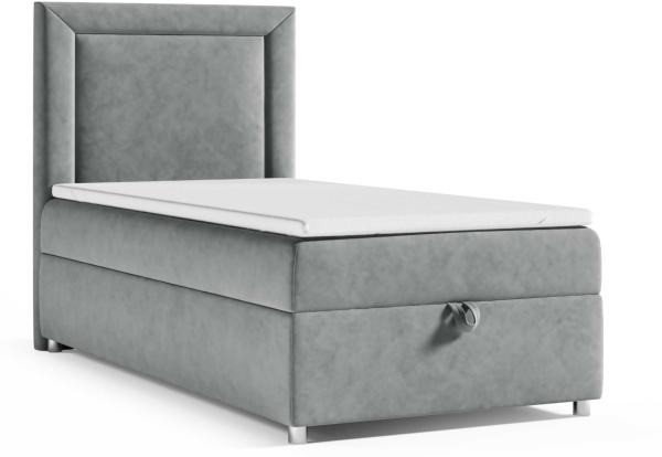 Best for Home Boxspringbett K3 SINGLE mit Bettkasten mit Lieferung, Aufbau & Entsorgung (Grau 70x200)