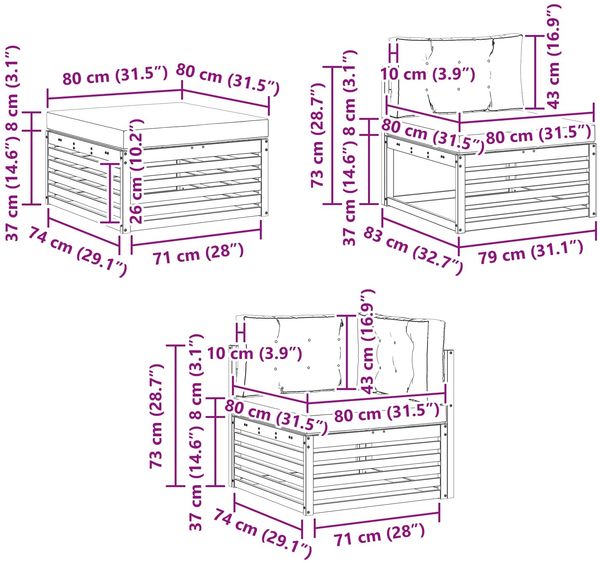 vidaXL Outdoor-Sofagarnitur mit Kissen 8 pcs Weiß und Creme 3390955 Bild 8