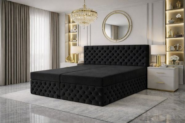 B&B Home Boxspringbett Boxbett Figo III 180 cm 200 cm (H3 Multipocket-Taschenfederkernmatratzen, Kopfteil, Bettkasten und Topper)
