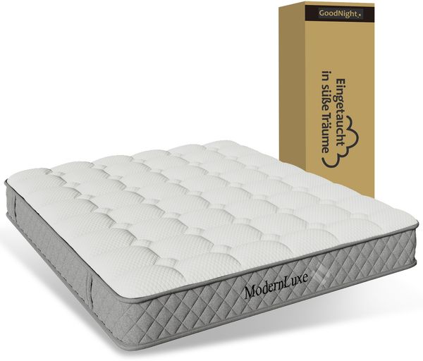 Novelux Orthopädische Matratze 180x200 cm H3 – 7-Zonen Taschenfederkern Kaltschaummatratze, Weiß, 20cm Höhe, bis 280kg belastbar, für Allergiker geeignet