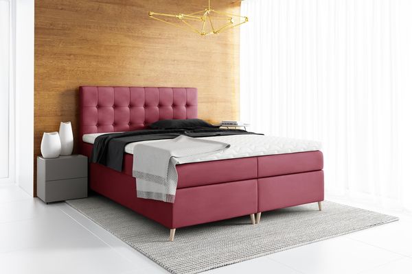 99rooms Sorento Boxspringbett Velours 180x200 cm Bordeaux