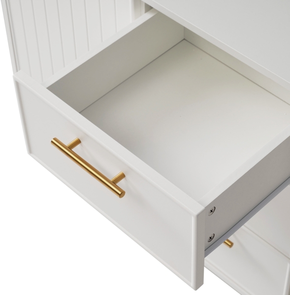 Kommode mit Schubladen, Schminktisch, Kosmetiktisch, Stauraum, weiß, Metall-Fuß, elegantes Design Bild 9