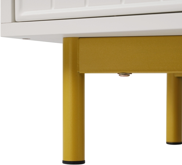 Kommode mit Schubladen, Schminktisch, Kosmetiktisch, Stauraum, weiß, Metall-Fuß, elegantes Design Bild 8