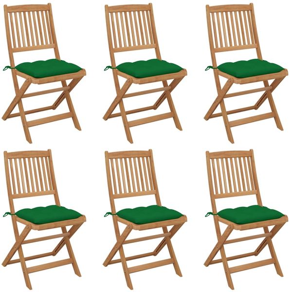 vidaXL Klappbare Gartenstühle 6 Stk. mit Kissen Massivholz Akazie 3075014