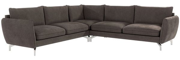 S-Style Möbel Ecksofa Benita mit Silber Metall Füßen, Ottomane links oder rechts bestellbar, mit Wellenfederung