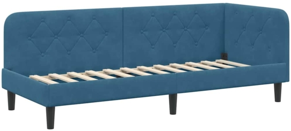vidaXL Eckbettgestell mit Kopfteil Blau 80x200 cm Samt 42016585