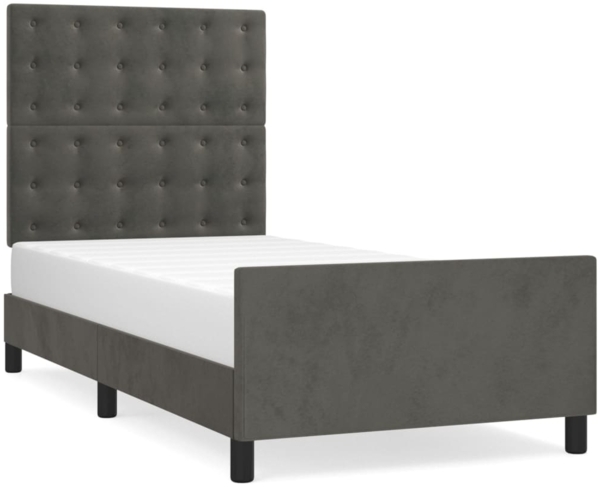 vidaXL Bettgestell mit Kopfteil Samt Dunkelgrau 100x200 cm, Härtegrad: H2 [3125984]