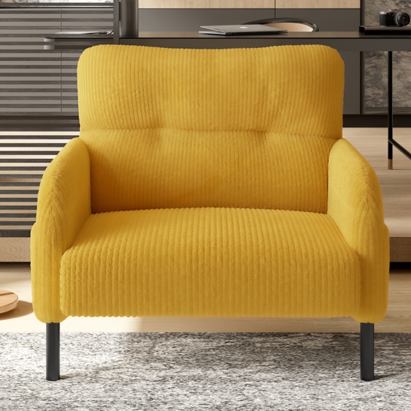 LVHOM Cord 3er-Set 2-Sitzer+Sessel+Hocker, Flexibel für Wohnzimmer Ecksofa mit Seitentaschen, Sitzgruppe Gelb Bild 10