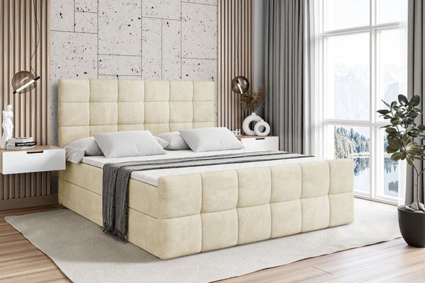 ALTDECOR Boxbett BRUGO-Z (mit Matratze Lattenrost Topper Polsterbett mit Bettkasten Doppelbett), H4 Multipocket / H3 Bonellfederung, Springboxbett Boxspringbett