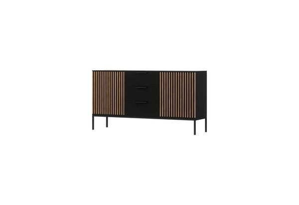MOEBLO Kommode Meteor (Sideboard Wohnzimmer Kommode Schlafzimmer Komodenschrank Highboard, artisan / schwarz mit Schubladen), (BxHxT):150x80x40 cm