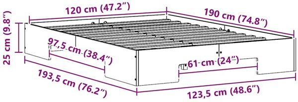 vidaXL Bettgestell Braun 120 x 190 cm 873040 Bild 10