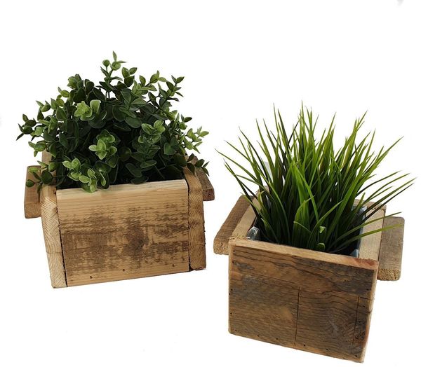 Spetebo Blumentopf Holz Deko Pflanzkasten natur - 2er Set (Set, 2 St, 2er Set), Pflanzwürfel zum hinstellen
