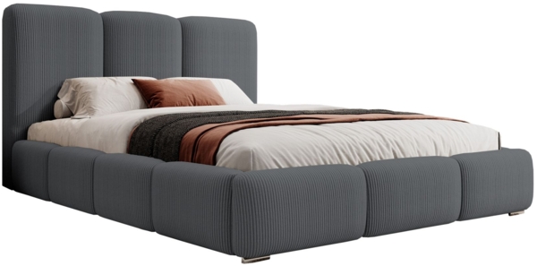 Selsey 'Bauro' Polsterbett mit Stauraum und Cordbezug, dunkelgrau, 140x200 cm