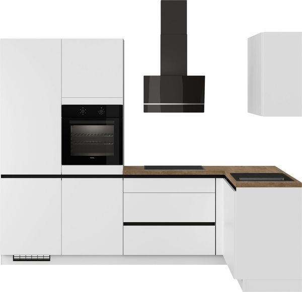 IMPULS KÜCHEN Winkelküche "Dublin", Anti Fingerprint Oberfläche, Schubkästen mit Soft-Close, vormontiert, wahlweise mit E-Geräten, mit Vollauszug, Breite 460 cm