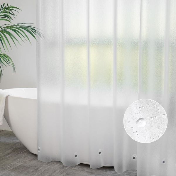 Duschvorhang Transparent Weiß 200x200 mit 5 Gewicht Magnete und 14 Haken