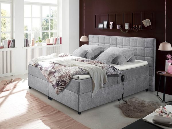 'Mariborsko 6' Boxspringbett, silver, 180x200 cm
