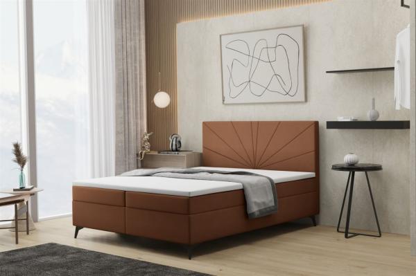 Boxspringbett Schlafzimmerbett PONCE 160x200cm in Stoff Riviera Orangebraun