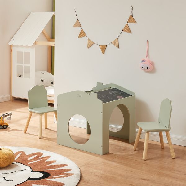 Zeichentisch für Kinder Romso Kindertischset mit 2 Stühlen Mintgrün [en. casa]