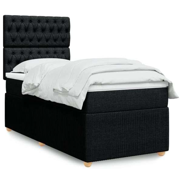 vidaXL Boxspringbett mit Matratze Schwarz 90x190 cm Stoff 3294220