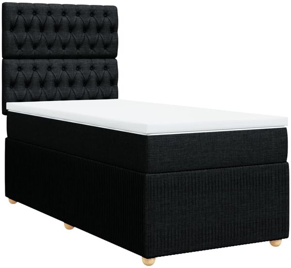 vidaXL Boxspringbett mit Matratze Schwarz 90x190 cm Stoff 3294220 Bild 3
