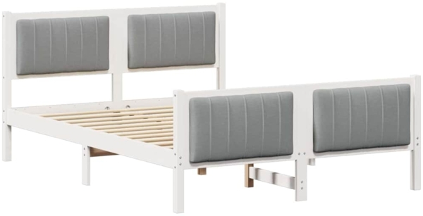 vidaXL Bettgestell Weiß und Hellgrau 140 x 200 cm Massivholz Kiefer 3394322 Bild 1