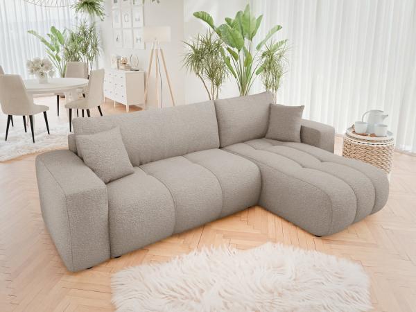 Mirjan24 'Furyn' Ecksofa mit Bettkasten und Schlaffunktion, L-Form, dunkelbeige, 244 x 145 x 82 cm