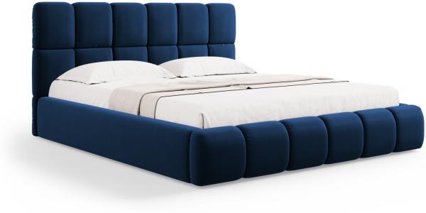 Micadoni Stauraumbett mit Kopfteil Bellis Samtstoff Bluvel Königsblau 180x200