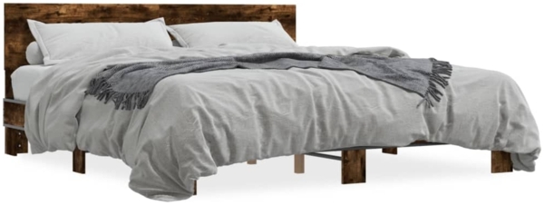 vidaXL Bettgestell Räuchereiche 200x200 cm Holzwerkstoff und Metall 3280174 Bild 1