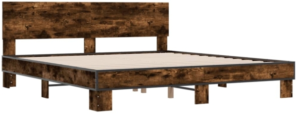 vidaXL Bettgestell Räuchereiche 200x200 cm Holzwerkstoff und Metall 3280174 Bild 2