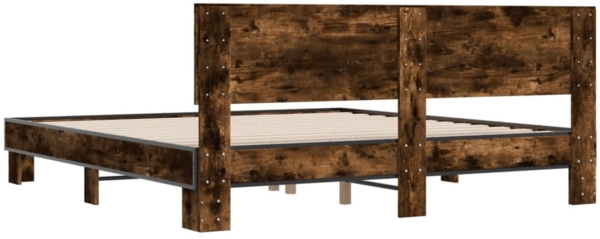 vidaXL Bettgestell Räuchereiche 200x200 cm Holzwerkstoff und Metall 3280174 Bild 5