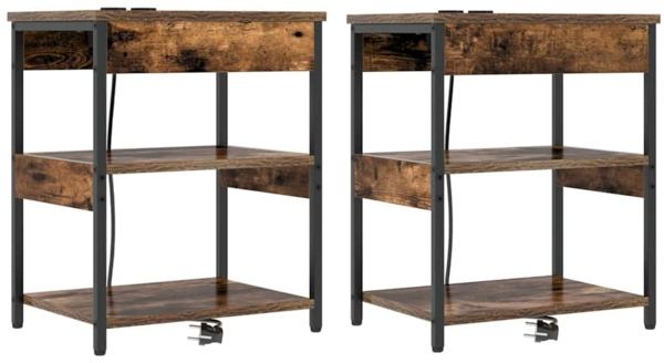 vidaXL Nachttisch 2 pcs Geräucherte Eiche 41 x 31 x 51 cm 859540