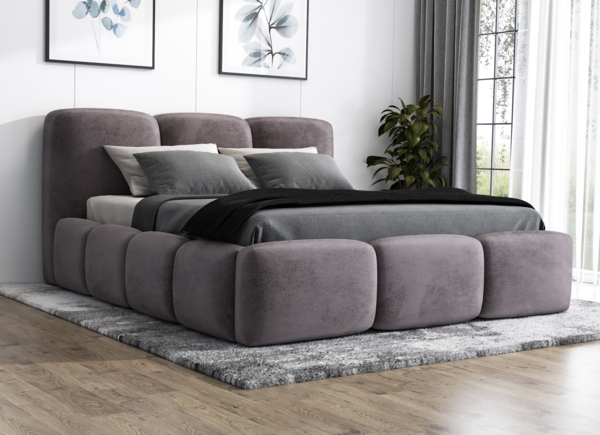 Polsterbett STAR 120x200 ohne Matratze mit Bettkasten und Lattenrost. Farbe: Grau 16