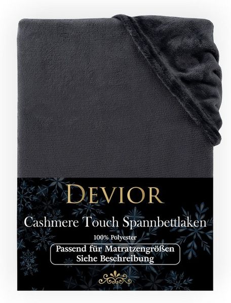 Devior Spannbettlaken aus 100% Nicki-Plüsch mit Cashmere-Touch, 190 g/m² mit Einlaufschutz, Nicki, Gummizug: Rundumgummizug, für Boxspringmatratze bis 32cm - Spannbettlaken 180 x 200 cm kuschelig