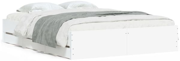 Doppelbett, Bettgestell Modernen mit Schubladen Weiß 140x190 cm Holzwerkstoff d1652e