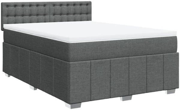 vidaXL Boxspringbett mit Matratze Dunkelgrau 140x200 cm Stoff 3287106